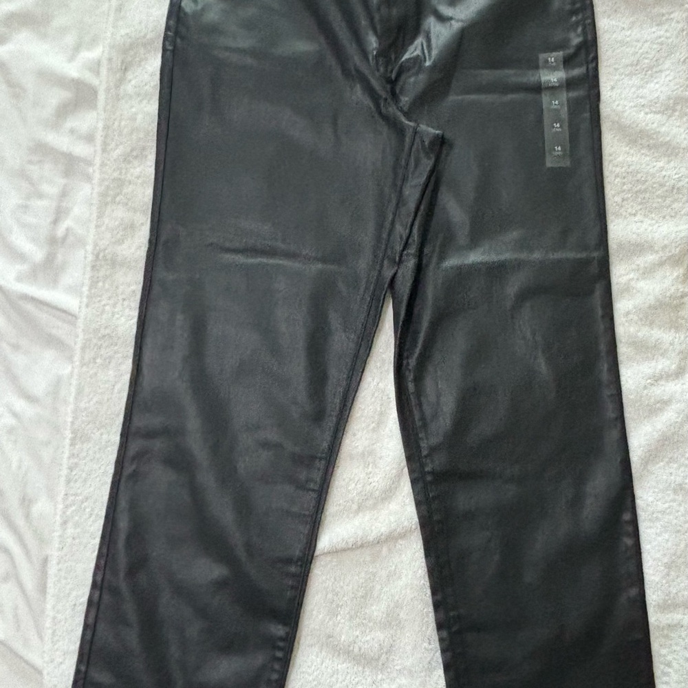 Black Faux Leather Skinny Pants / SIZE 14 long brand maurice